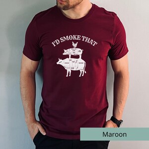 Funny BBQ Shirt Funny Barbecue Shirt I'd Smoke That Shirt Cow Pig Chicken Shirt Butcher Diagram Shirt BBQ Gift for Him BBQ Gift for Dad Barbecue Accessories BBQ Essentials Funny BBQ Smoker Shirt