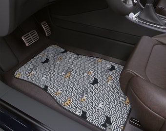 Japanese Cat Pattern Car Floor Mat (1 piece) Japanese Pattern Car Floor Mat Cat Print Car Floor Mat Kawaii Cat Car Floor Mat