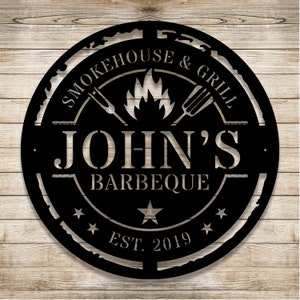 Personalized Metal BBQ Sign Personalized Metal Grilling Sign Outdoor Metal Sign Custom Barbecue Sign Custom Grilling Sign Pitmaster Sign