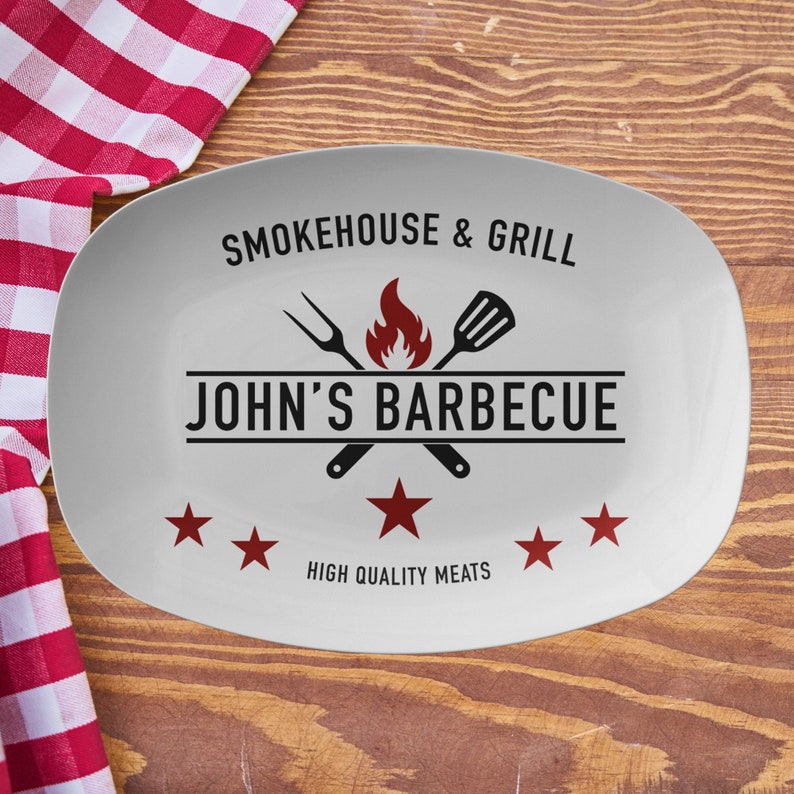 Personalized BBQ Platter Smokehouse & Grill Barbecue Platter With Name