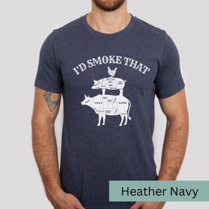 Funny BBQ Shirt Funny Barbecue Shirt I'd Smoke That Shirt Cow Pig Chicken Shirt Butcher Diagram Shirt BBQ Gift for Him BBQ Gift for Dad Barbecue Accessories BBQ Essentials Funny BBQ Smoker Shirt