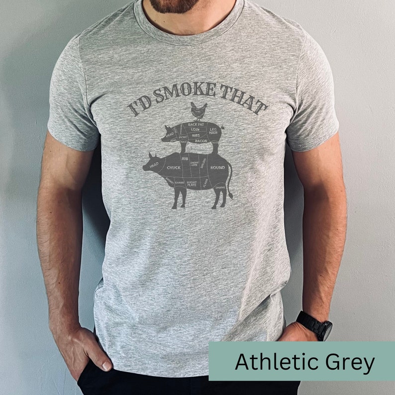 Funny BBQ Shirt Funny Barbecue Shirt I'd Smoke That Shirt Cow Pig Chicken Shirt Butcher Diagram Shirt BBQ Gift for Him BBQ Gift for Dad Barbecue Accessories BBQ Essentials Funny BBQ Smoker Shirt