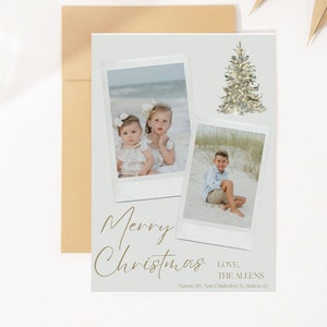 Wesołych Świąt Bożego Narodzenia Polaroid Photo card z 2 zdjęciami Możliwość personalizacji Możliwość pobrania Możliwość wydruku Dwustronna