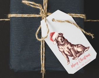 Chocolate Lab Labrador Retriever Christmas Gift Tags Watercolor