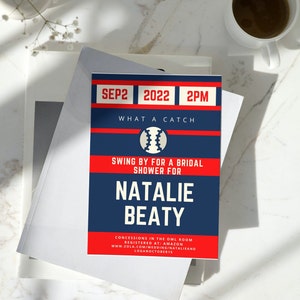 Baseball Brautpaare Shower Einladung bearbeitbar personalisieren Download Druck