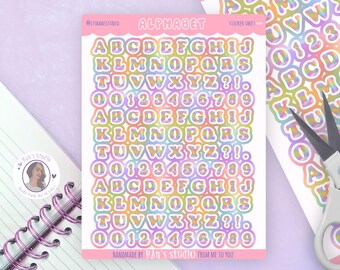 Alphabet Stickers | Cute Stickers | BUJO | Sticker Sheet | Planner Stickers | Scrapbooking