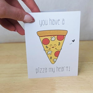 Tarjeta de felicitación / Tarjeta temática de pizza / San Valentín divertido / Tarjeta linda