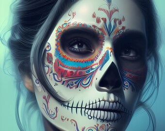 Woman in a sugar skull mask_Digital Download