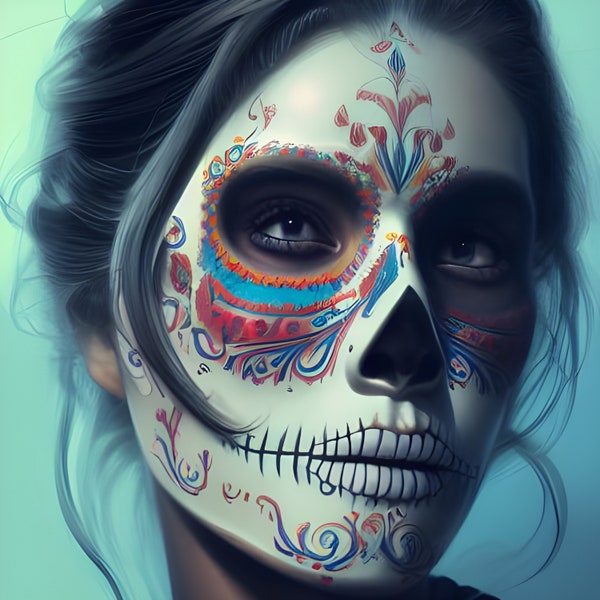 Woman in a sugar skull mask_Digital Download