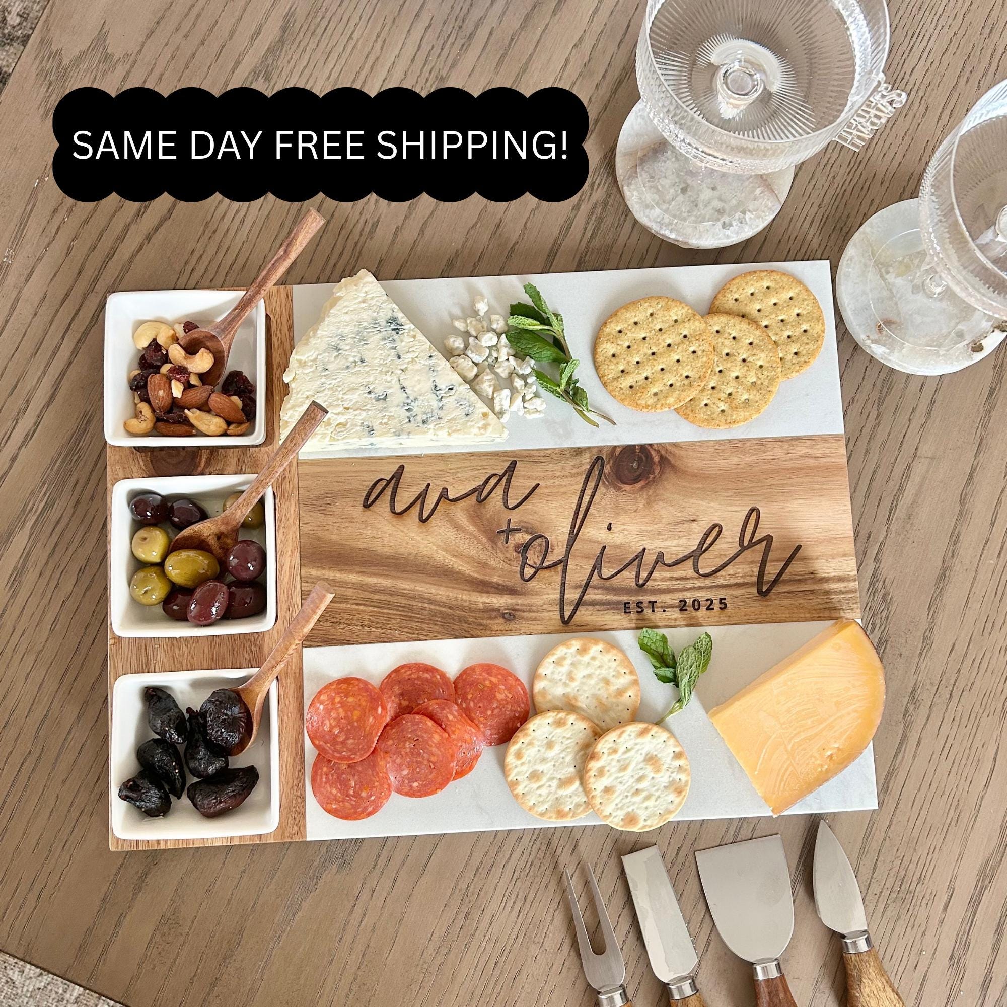 Personalized Charcuterie Board - Custom Engraved Cheese Board, Wedding Gift for Couple, Housewarming Present, Monogram Cutting Board