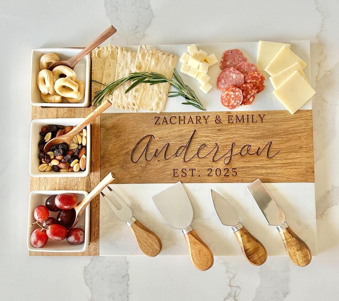 custom charcuterie boards, catering & gifting | graze... Personalized Charcuterie Board Set - Engraved Wood & Marble Cheese ...