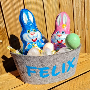 Easter basket made of felt in 3 different colors with your desired name
