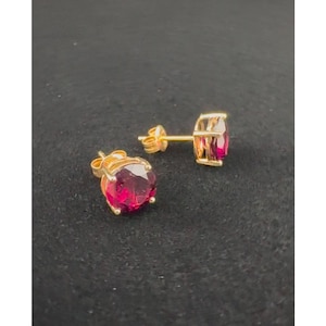 14K gold over sterling silver post Garnet earrings