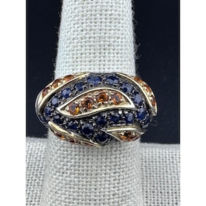 Vtg Sterling Silver Ring With Citrine & Sapphire Stones (Tested with Presidium)