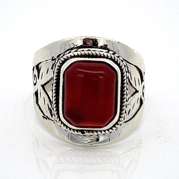 Beautiful Carnelian Ring, 925 Sterling Silver Ring, Handmade Ring -  Size 6 ~ ET550