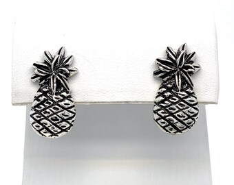Sterling Silver Pineapple Post Earrings - 925 - Vintage - ET2452