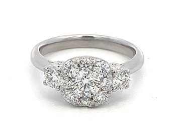 Platinum 1.34 Carat Diamond Halo Engagement Ring - Size 7.25~ ET2409