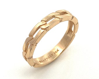 14k Yellow Gold Curb Link Band Ring ~  Stackable Stacking Stack Wedding Ring Band ~ Size 6.5 ~ ET1623