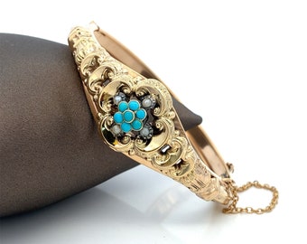 Bracelet Ancien Perse Étrusque - Turquoise - Style Victorien Belle Époque C1880