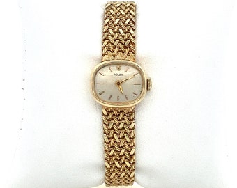 Vintage Rolex Swiss Ladies 14K Yellow Gold Wristwatch with Solid Gold Band ~ Estate Women’s Watch Swiss -  6.5" - Vintage 1970's - ET2032
