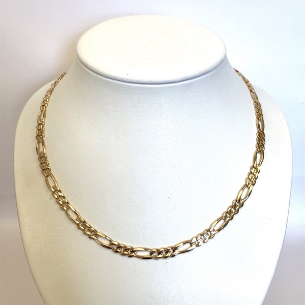 Wide Figaro Link Chain- Solid 14K Yellow Gold 6mm Wide Chain Necklace ~ 19.25" Length - Unisex~  Made in Italy ~ BE57-DA