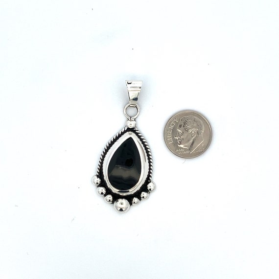 Large  Black Onyx  Sterling Silver Pendant / Slid… - image 6