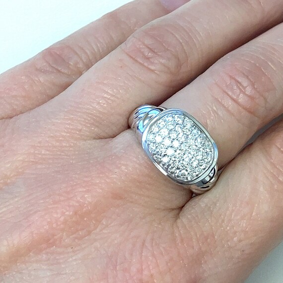 18k White Gold .80 Ct  Diamond Cluster Ring - Rec… - image 2