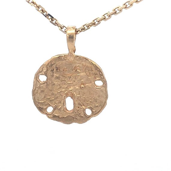 14k Yellow Gold Sand Dollar Pendant - Beach Coast… - image 4