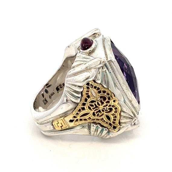 Amethyst Statement Ring: Sterling Silver & 18k Go… - image 4