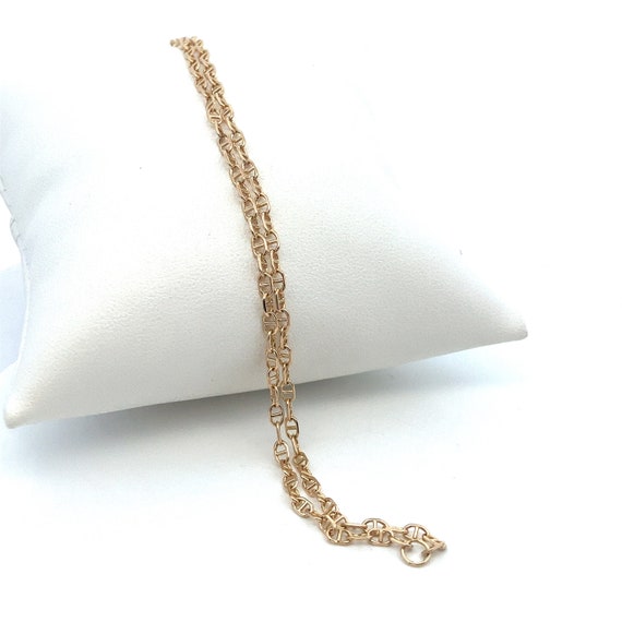 14k Yellow Gold Double Mariner Link Bracelet - It… - image 2