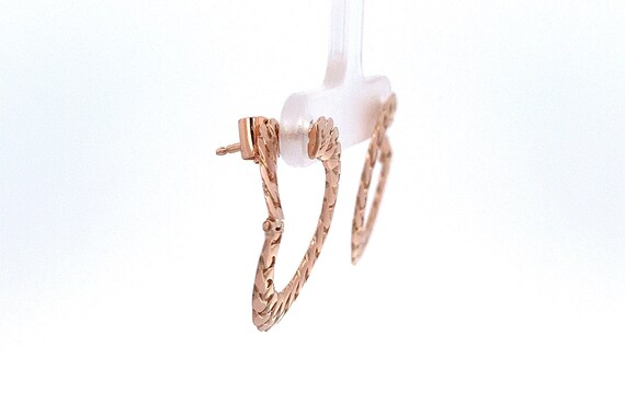 18k Rose Gold Curb Link Bypass Hoop Earrings- Ove… - image 4