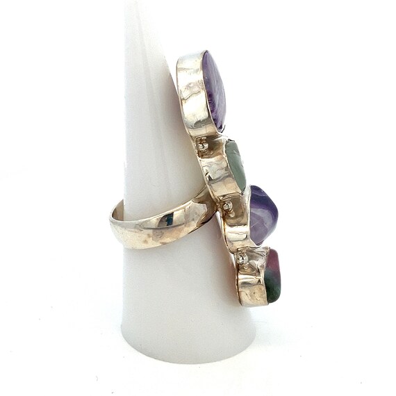 Handmade Sterling Silver Gemstone Ring: Watermelo… - image 4