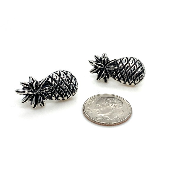 Sterling Silver Pineapple Post Earrings - 925 - V… - image 2