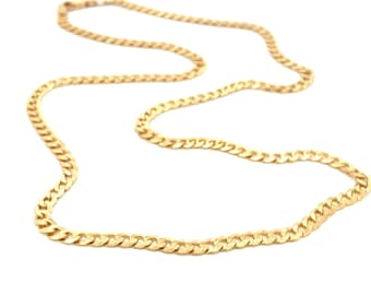 18K Yellow Gold Curb Chain Necklace: Solid Link, 20 Inch~ ET2078