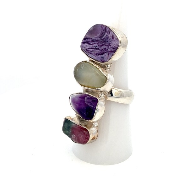 Handmade Sterling Silver Gemstone Ring: Watermelo… - image 3