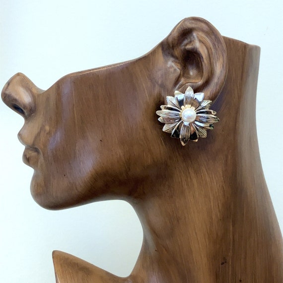 Large Floral 14k Yellow Gold Earring Jackets for … - image 3