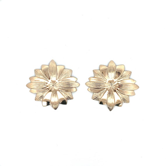 Large Floral 14k Yellow Gold Earring Jackets for … - image 1