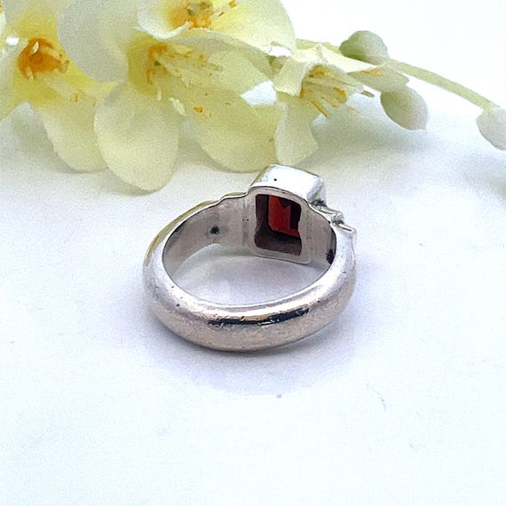 Minimalist Rectangular Garnet Sterling Silver Vin… - image 4