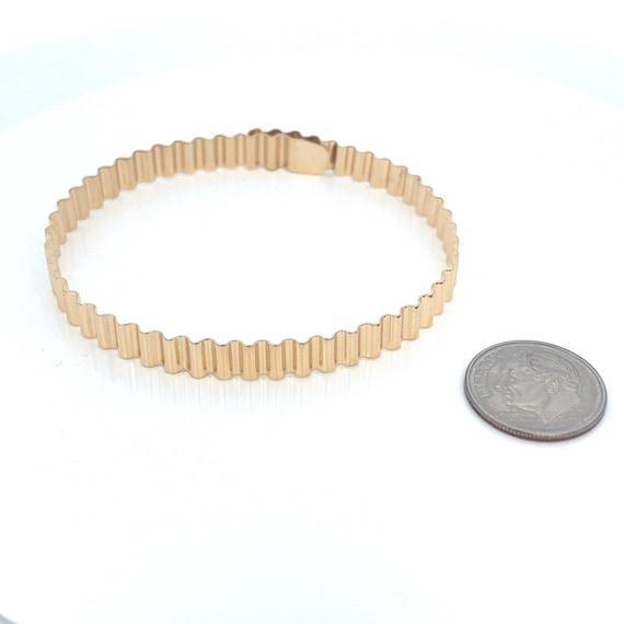 Unique Handmade 18K Solid Gold Ribbed Bangle Brac… - image 4