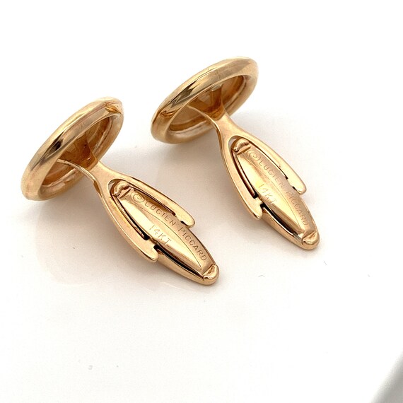 Designer Lucien Piccard 14k Yellow Gold and Garnet Cufflinks