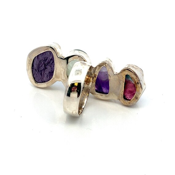 Handmade Sterling Silver Gemstone Ring: Watermelo… - image 5
