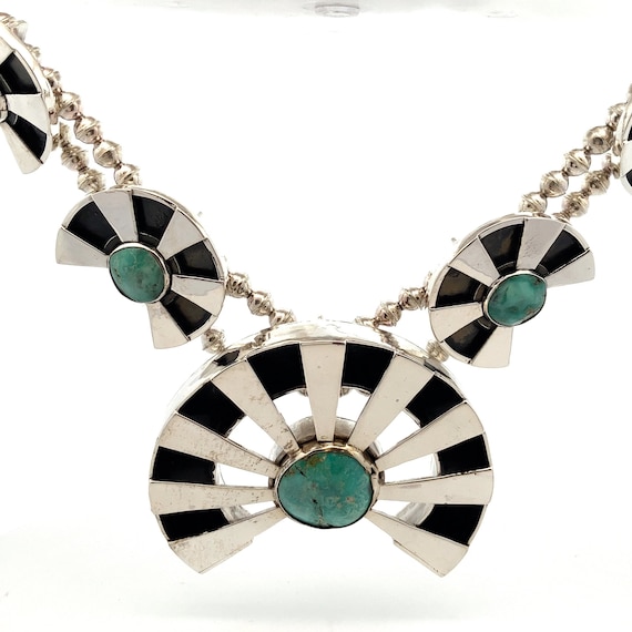 Massive Squash Blossom Necklace Turquoise and Ste… - image 1