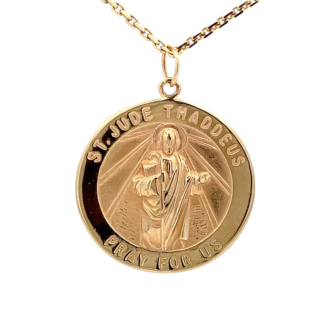 14K Solid Gold Saint Jude Medal: Catholic Patron Saint Charm- ET2028 - Etsy