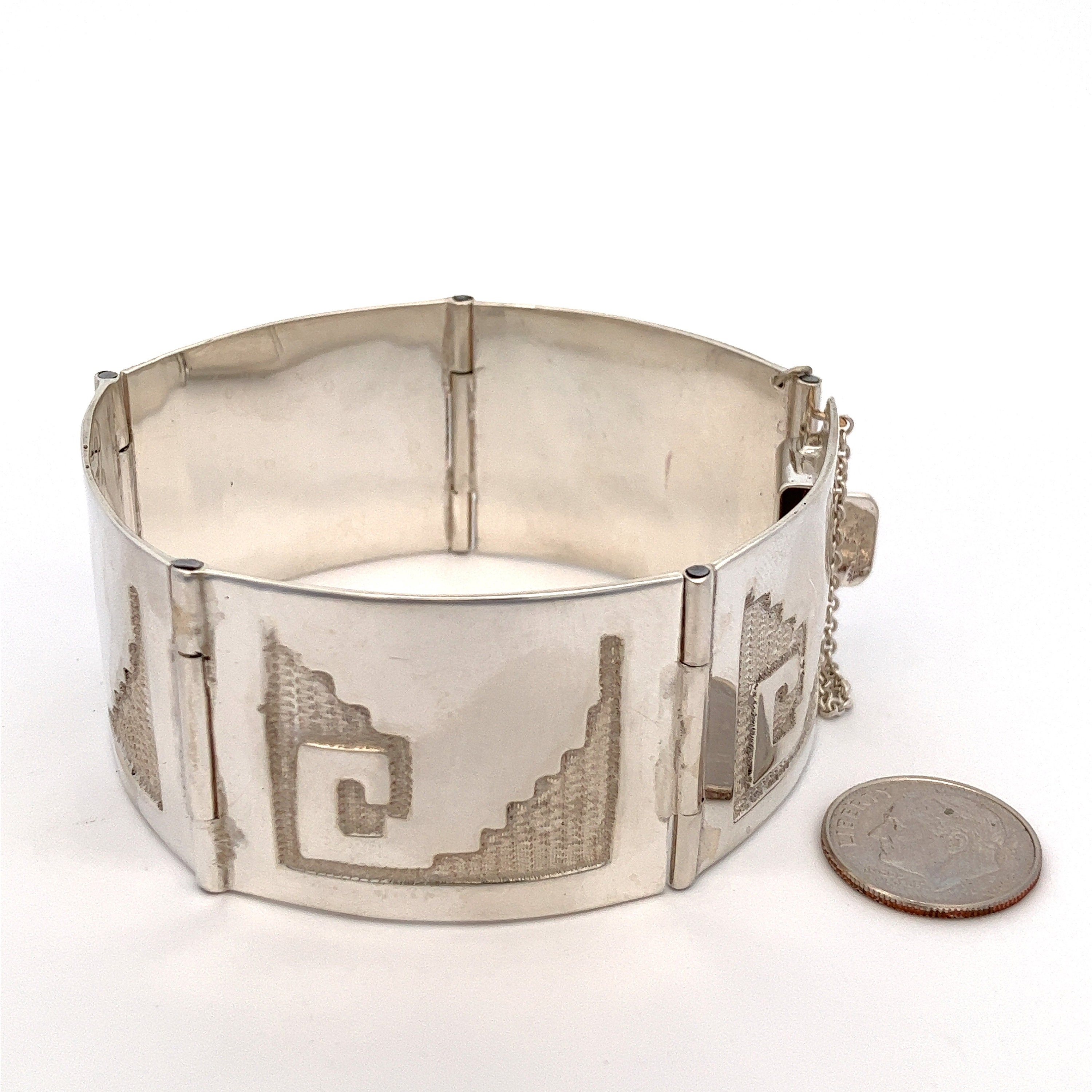 Vintage Mexican Panel Bracelet - 925 Sterling Silver~ 7.25