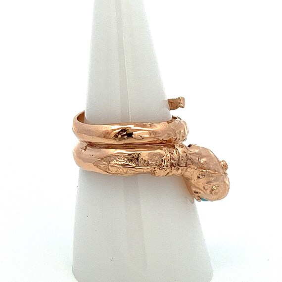 14k Rose Gold Snake and Turquoise Gemstone Ring ~… - image 5