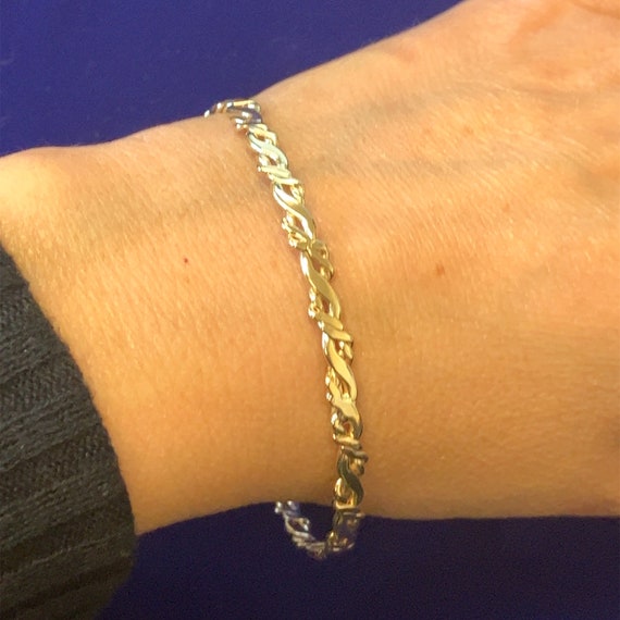 14K Yellow Gold Woven Bangle Bracelet - Minimalis… - image 2