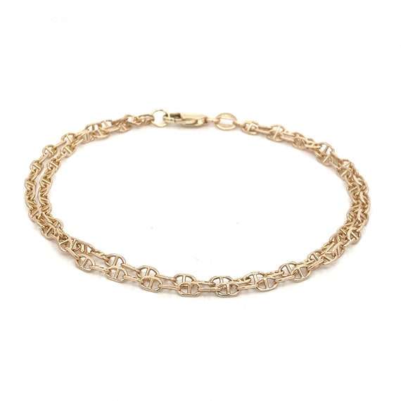 14k Yellow Gold Double Mariner Link Bracelet - It… - image 1