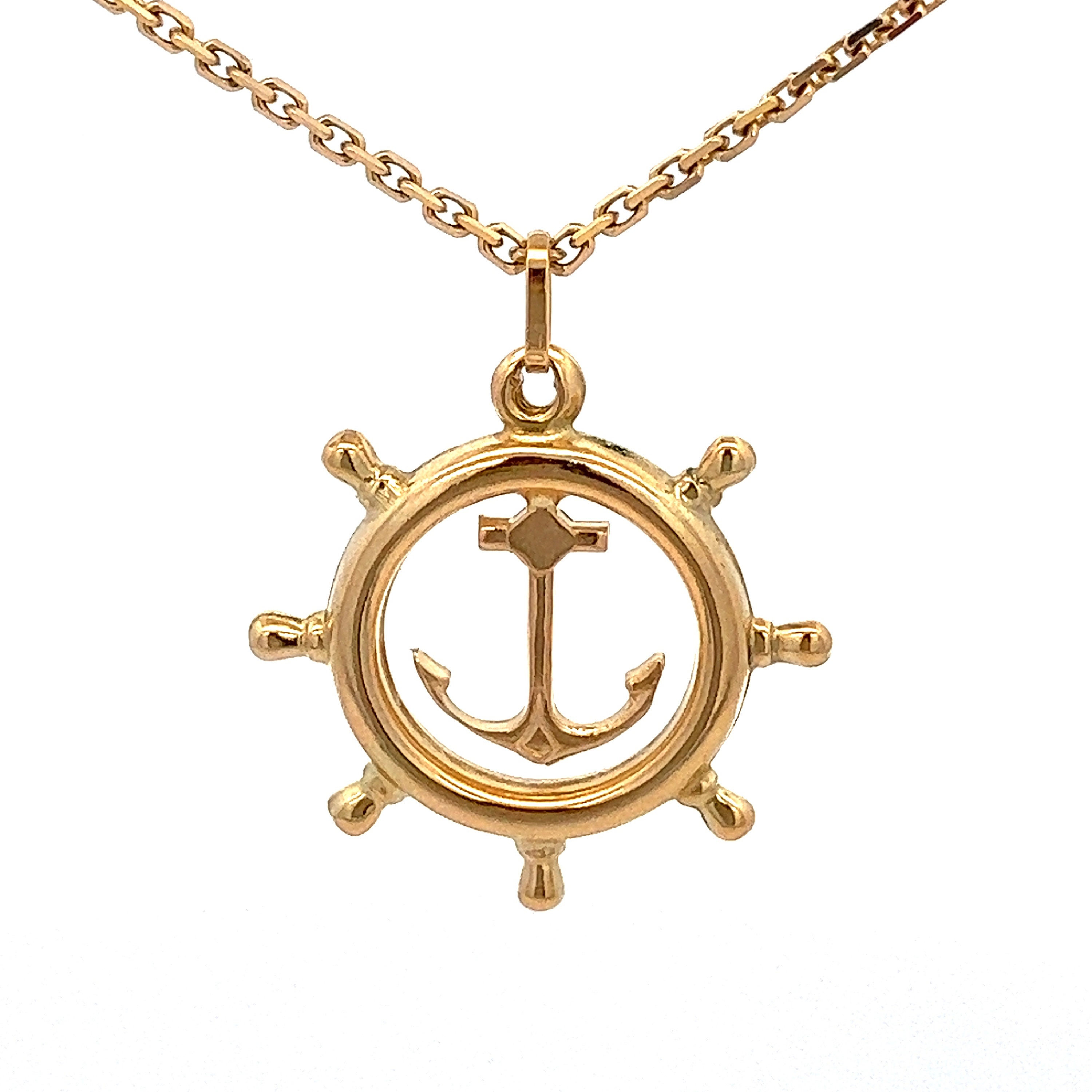 18k gold anchor pendant discount
