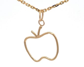 Apple Gold Pendant Charm~  14k Yellow Gold- Vintage - Handmade  ET1093