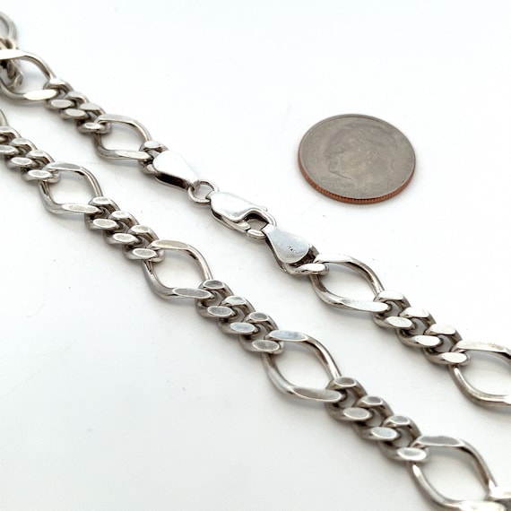 アクセサリー vintage figaro chain silver necklace Vintage Heavy Sterling Silver Figaro Chain Textured 22